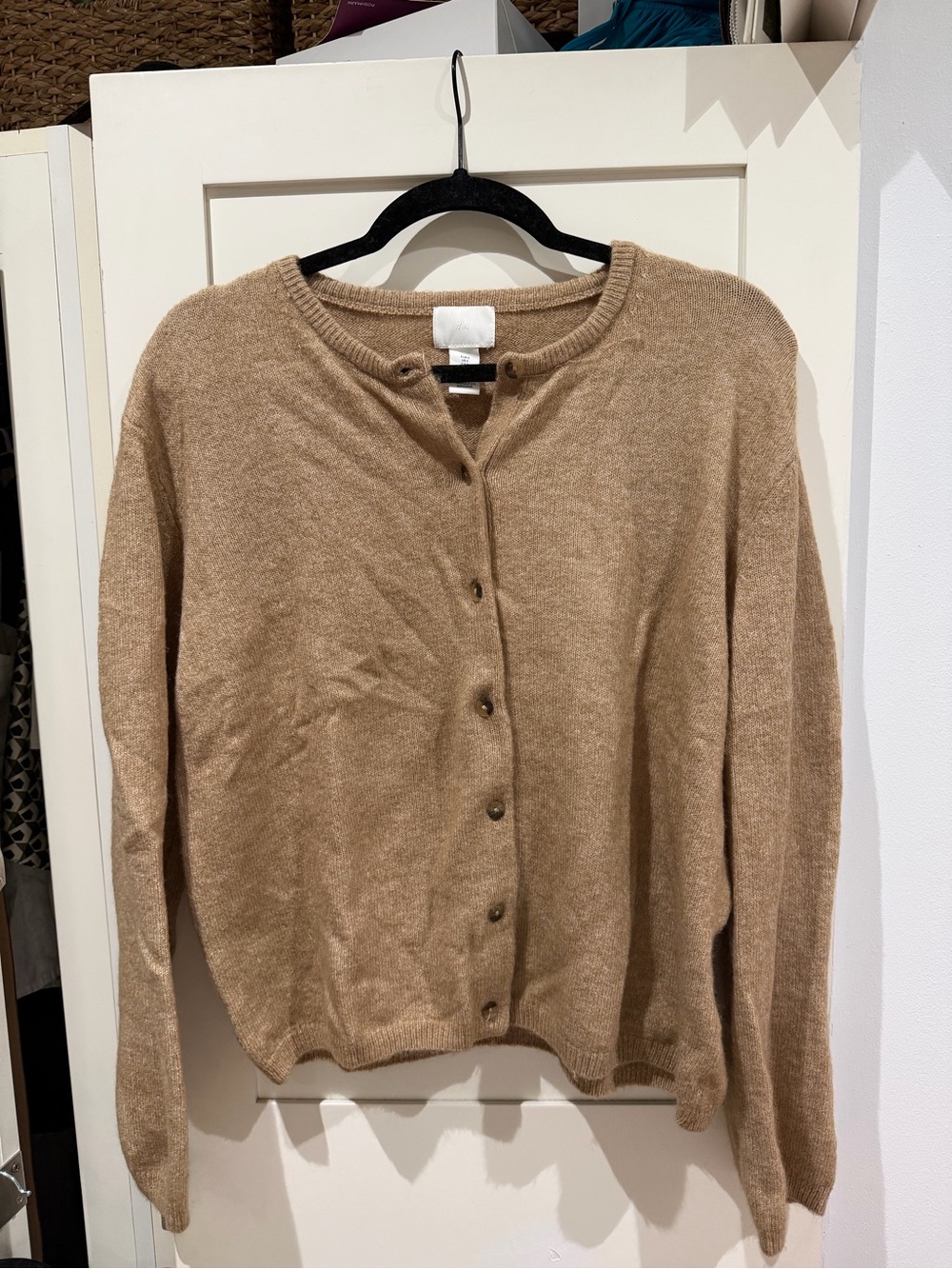 H&M Women's Button-Front Cardigan in Camel Brown